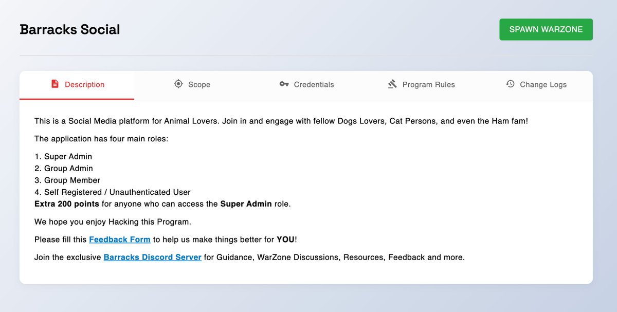BarracksArmy's tweet image. The Program page was a bit messy. 
So, we streamlined it.

Your focus should be in the WarZones, not on navigating our menus 🎯

Let us know what you think of the new layout.
Thank you for the feedback!

#BugBounty #CybersecurityTraining #BarracksArmy