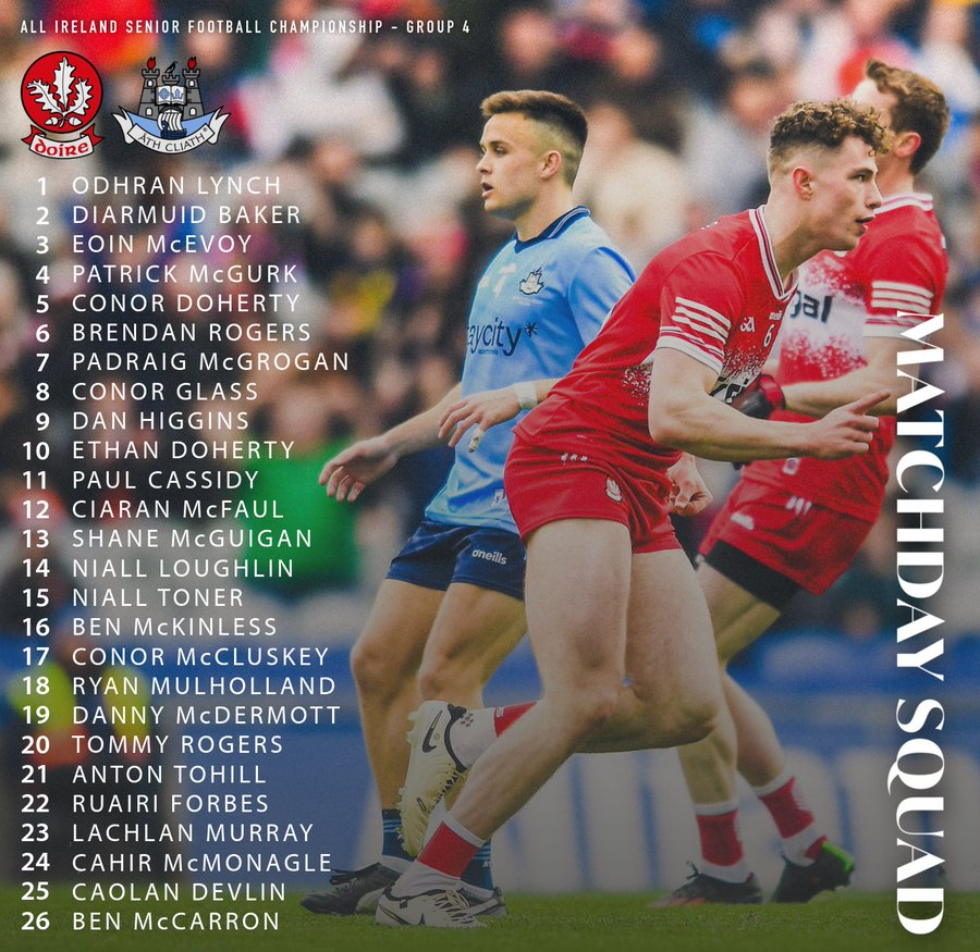 Tommy Rooney (@tomasoruanaidh) on Twitter photo 🚨 We've got live audio commentary of Derry v Dublin on Saturday from 6.25pm in Páirc Esler 🔥
Go to (98fm.com/UpTheDubs) to listen in, <a href="/mickeyq06/">Mickey Quinn</a> alongside me on co-commentary 🎧
TEAM NEWS 👇
Con O'Callaghan returns to Dublin 26
Odhran Lynch named in goals for Derry #GAA 🚨 We've got live audio commentary of Derry v Dublin on Saturday from 6.25pm in Páirc Esler 🔥
Go to (98fm.com/UpTheDubs) to listen in, <a href="/mickeyq06/">Mickey Quinn</a> alongside me on co-commentary 🎧
TEAM NEWS 👇
Con O'Callaghan returns to Dublin 26
Odhran Lynch named in goals for Derry #GAA