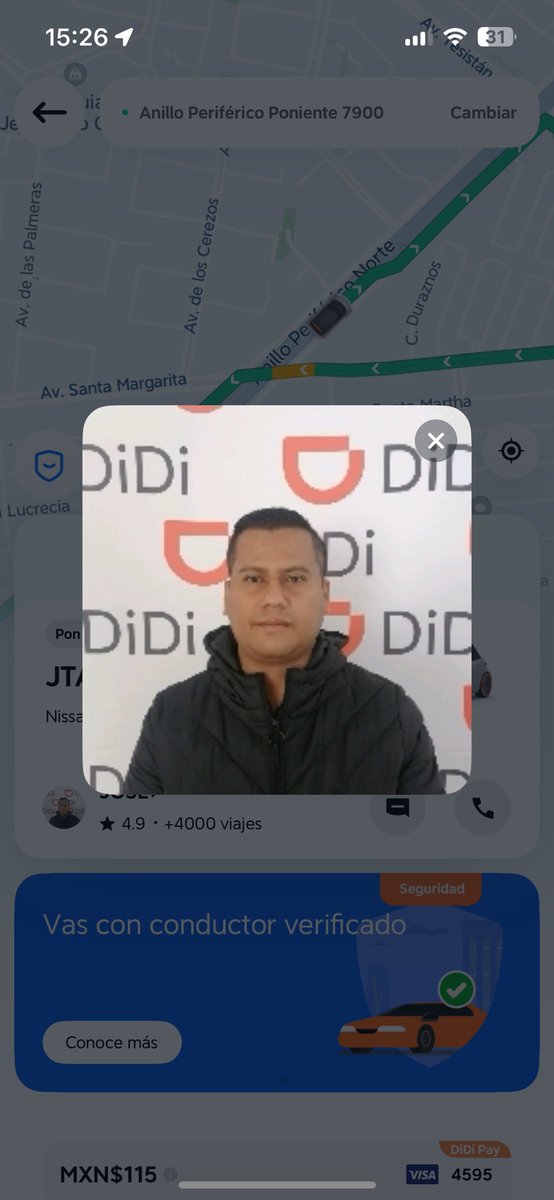 PalomaR21756039's tweet photo. Quiero reportar a este conductor de la app de DiDi ( se hizo reporte). El es José, a primera estancia él iba durar 4 minutos en llegar a donde se supone me recogería, se saltó 5 retornos con tal de que se cancelara el viaje. Si actitud fue deplorable y aborrecible. @DiDi_Mexico https://t.co/Vhs5pFeOxV