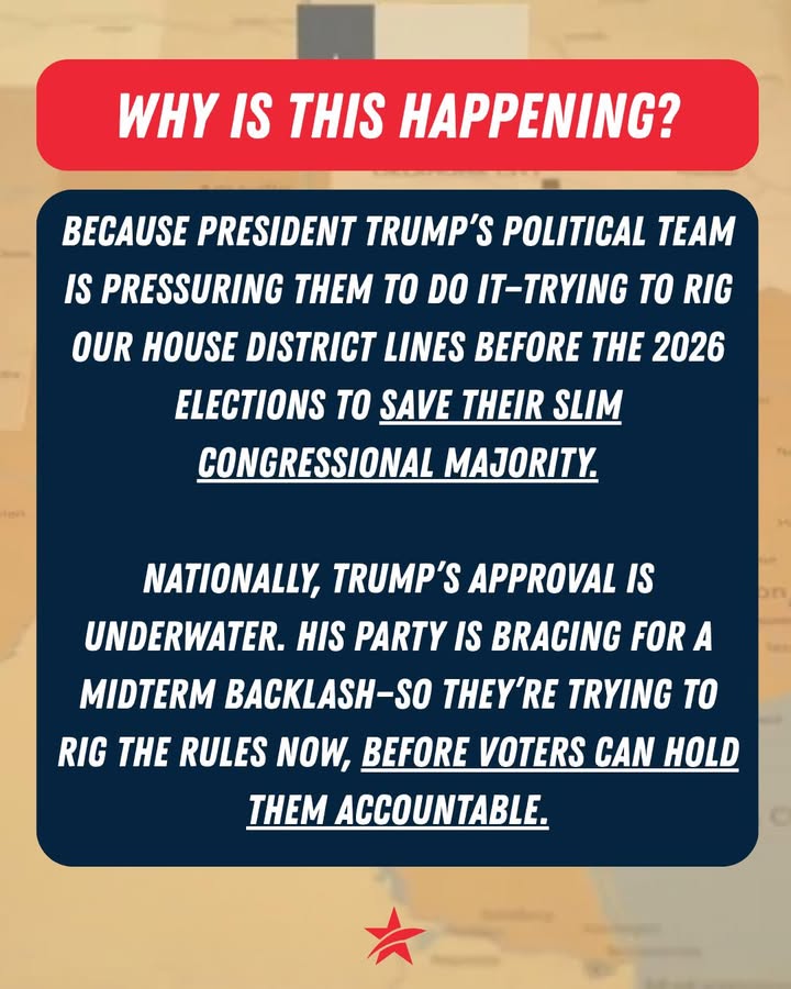 CCauseTexas's tweet image. Trump wants to RIG our maps! ❌
We won’t allow this to happen, but we need your help! Write a letter & tell your lawmakers: No special session. No illegal maps. No D.C. power grabs.
Write your lawmakers here: bit.ly/NORIGGEDMAPS
