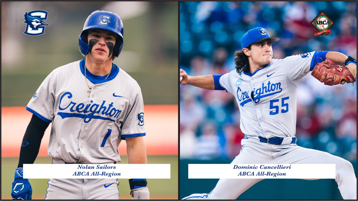 Sailors and Cancellieri Earn ABCA All-Region Honors

Online:  gocreighton.com/news/2025/6/12…

Full Team: abca.org/ABCA/Awards/Al…