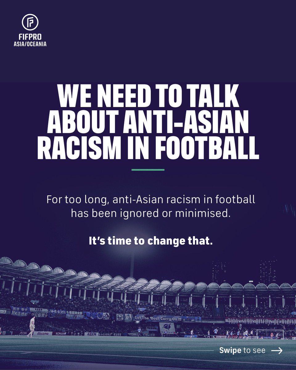 Today, FIFPRO Asia/Oceania has released a new report highlighting the rise of anti-Asian racism in football. 

This report amplifies the voices of players, highlights their lived experiences, and calls for urgent action across the sport.
 
📰 fifpro.org/media/mpxo2m5x…
