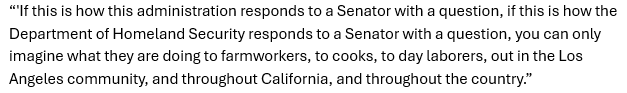 Clarissa Martinez (@cmartinezdc) on Twitter photo .<a href="/SenAlexPadilla/">Senator Alex Padilla</a>’s chilling reminder about the reality of what is happening, and his vow to hold the administration accountable. youtu.be/OXVnhlPgIJA?t=… .<a href="/SenAlexPadilla/">Senator Alex Padilla</a>’s chilling reminder about the reality of what is happening, and his vow to hold the administration accountable. youtu.be/OXVnhlPgIJA?t=…