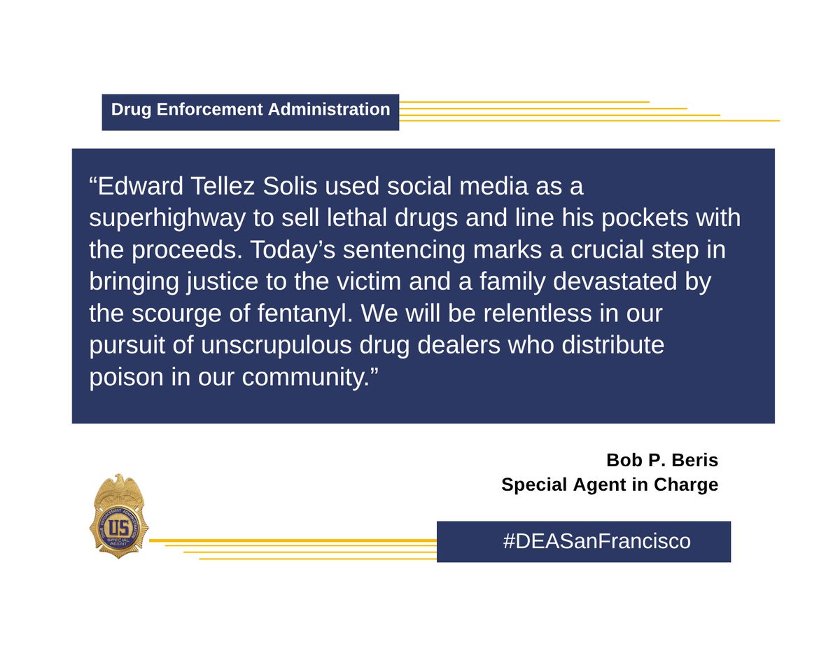 DEASanFrancisco (@deasanfrancisco) on Twitter photo Monterey County man sentenced to 8 years prison for selling fentanyl-laced pills resulting in overdose death of a minor. 💊💊 #DEASanFranisco <a href="/MCoSheriff/">Monterey Co Sheriff</a> dea.gov/press-releases… Monterey County man sentenced to 8 years prison for selling fentanyl-laced pills resulting in overdose death of a minor. 💊💊 #DEASanFranisco <a href="/MCoSheriff/">Monterey Co Sheriff</a> dea.gov/press-releases…