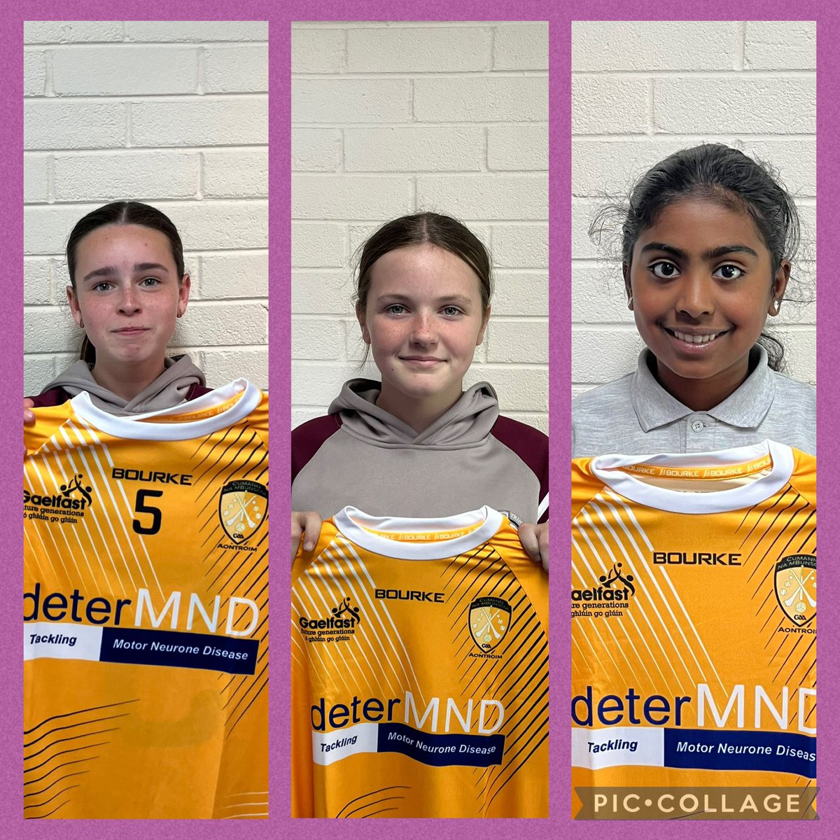 Good luck to Aoife, Broghan and Tracey who will proudly represent Cumann na mBunscol Aontroim this Friday as they take on Dublin in both Girls’ Football and Girls’ Handball.Thank you to Bourke Sports for generously donating the kits and to Cumann na mBunscol for organising.