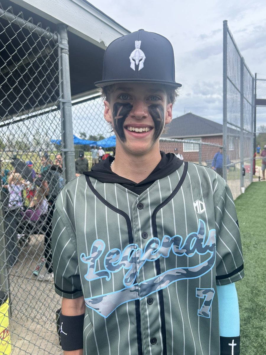 CWC_Arkansas's tweet photo. A9 Legends 10 
Risin Baseball Gelnar 0

Pitcher of the Game: Dylan O’berry 4 innings 5ks 1 walk 0 earned runs 
Hitter of the Game: Duece Enright 3-3 single, double, triple https://t.co/1kmOuZ3k7J