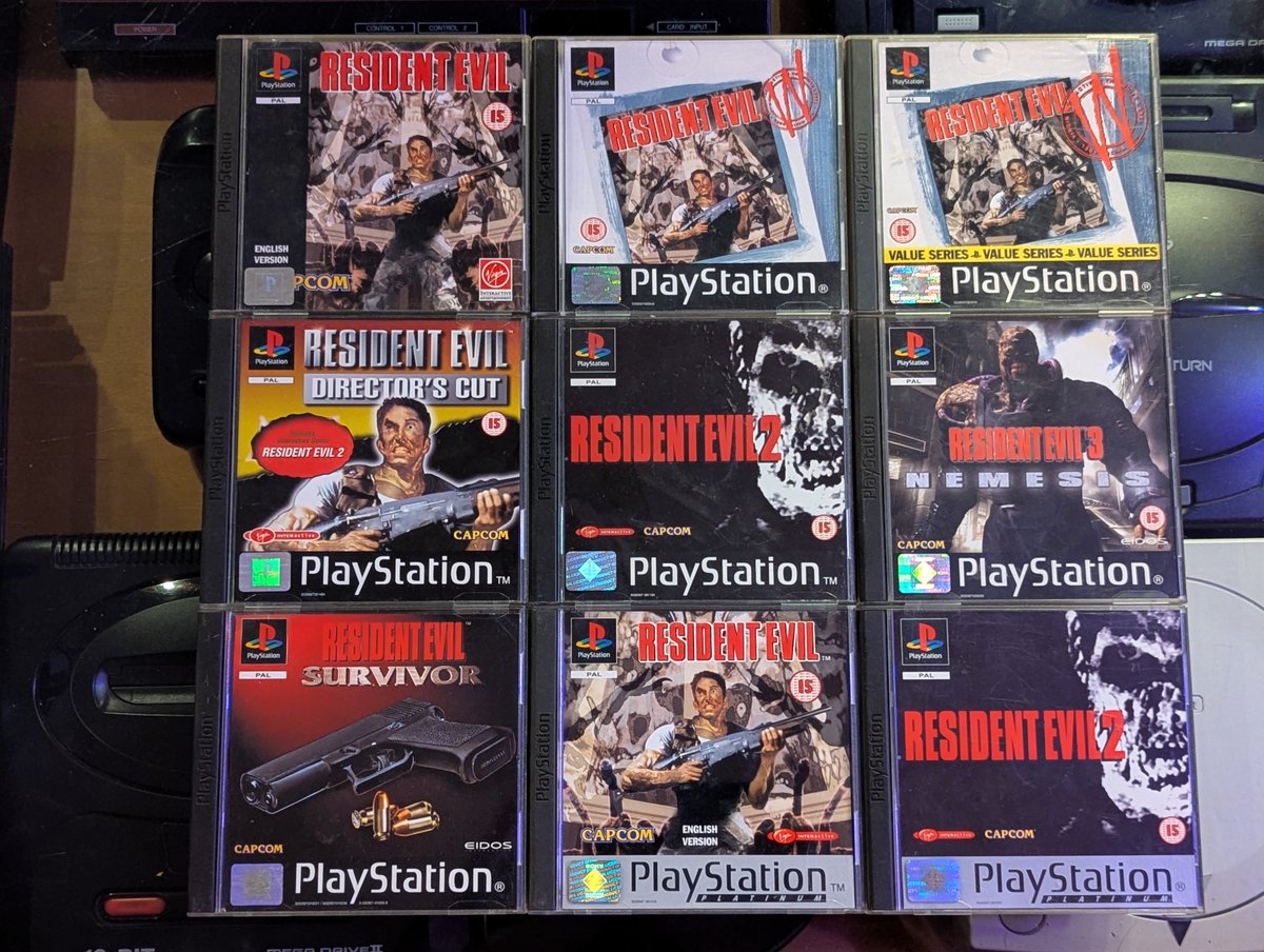 nyimski's tweet image. Am I missing any UK PS1 variants here ?
#capcom #ResidentEvil #PSX