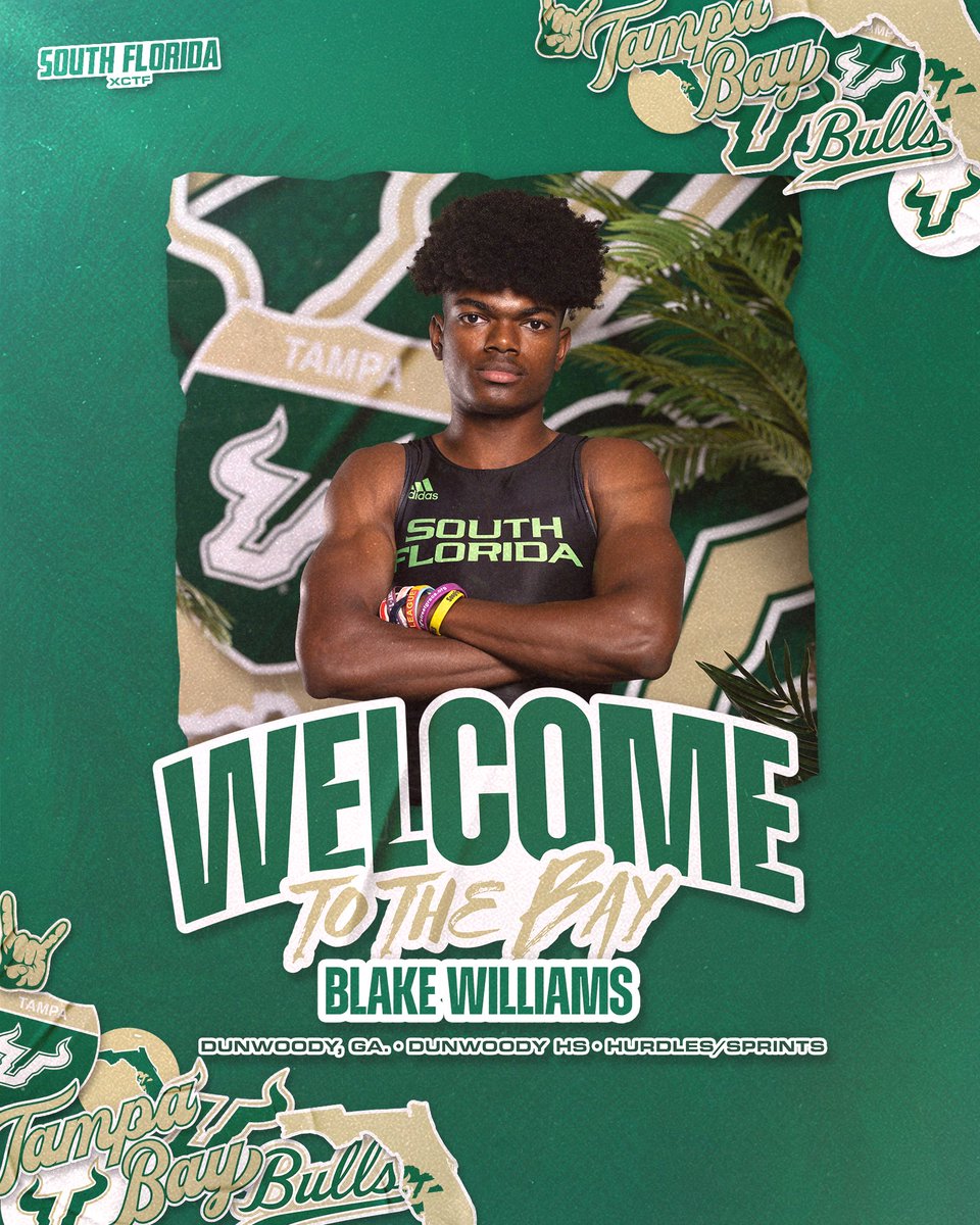 Welcome to the Bay, Blake Williams!
A dynamic hurdler and sprinter out of Dunwoody, Georgia, Blake brings great speed and energy to South Florida. Can’t wait to get to work!

Personal Bests:
100m - 10.39
110mh- 13.97
200m - 21.06

#HornsUp🤘 | #ComeRunWithTheBulls🐂