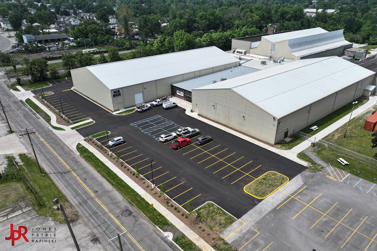 JPR1Source's tweet image. JPR was proud to support the Ice Box expansion in South Bend with a new rink, renovated lobby & event space! 🏒 Services included site design, drainage, and structural engineering in partnership with Ancon and the City. #YouthHockey #JPRProjects #SouthBend