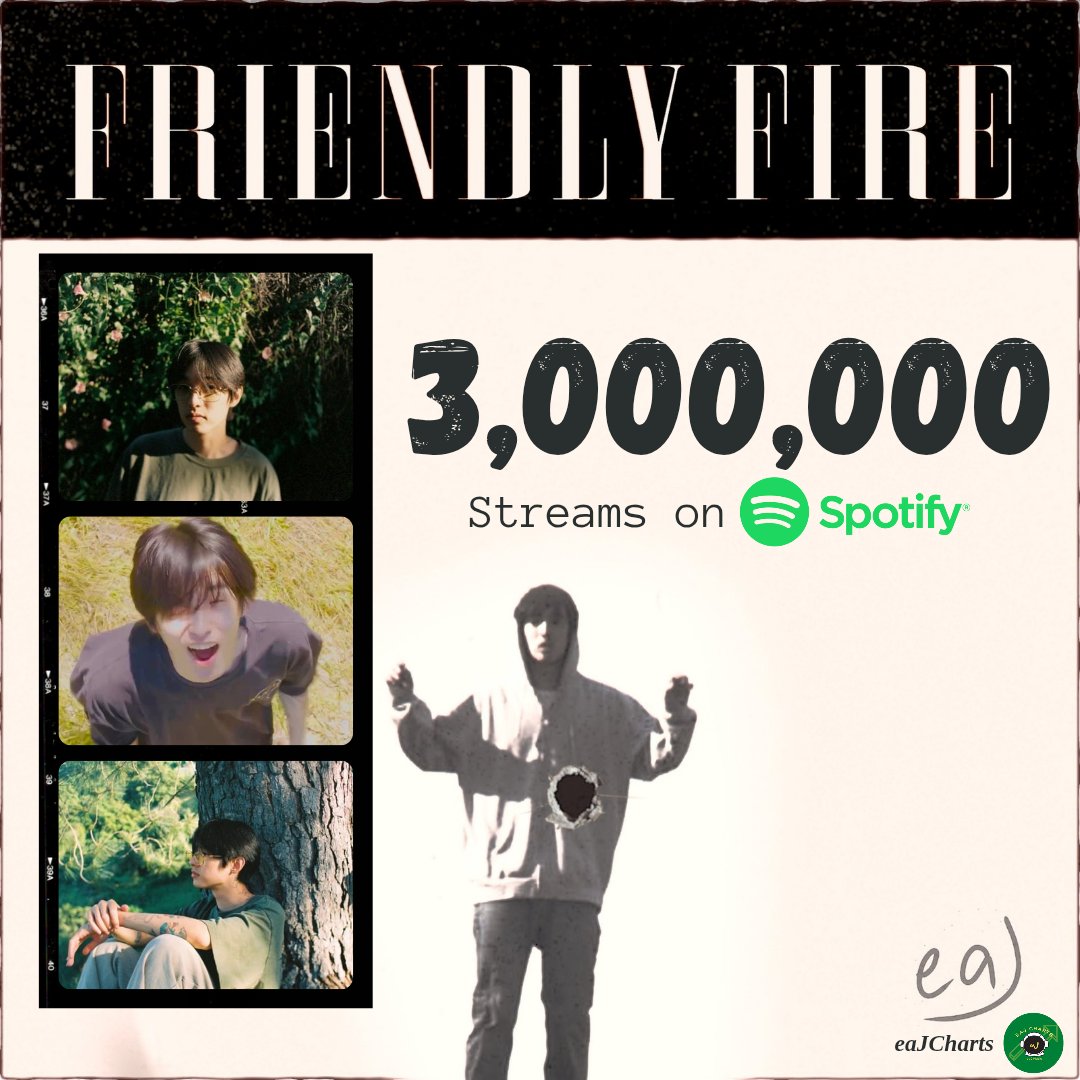 eaj_charts's tweet photo. “friendly fire” has surpassed 3 Million streams on Spotify!
Congratulations @eaJPark 🙌

Let's stream on:
🔗https://t.co/U3mkoBarFZ

#eaJFriendlyFire #eaJPark #eaJ https://t.co/oJpdwzB1jx