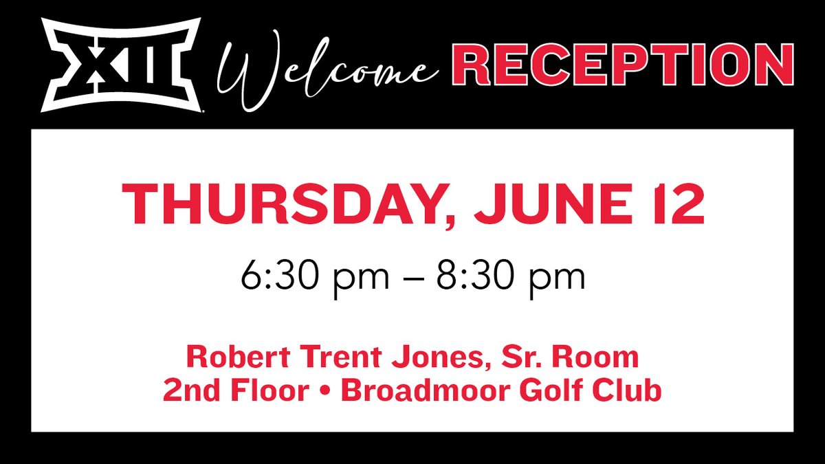 The Big 12 Team Physicians 2025 Annual Meeting kicks off in 2 hours with the Welcome Reception! 

Due to weather, the Welcome Reception will now be held in the Robert Trent Jones, Sr. Room.

We look forward to seeing you all there!

#Big12Docs25 #Big12Docs #Big12TeamPhysicians