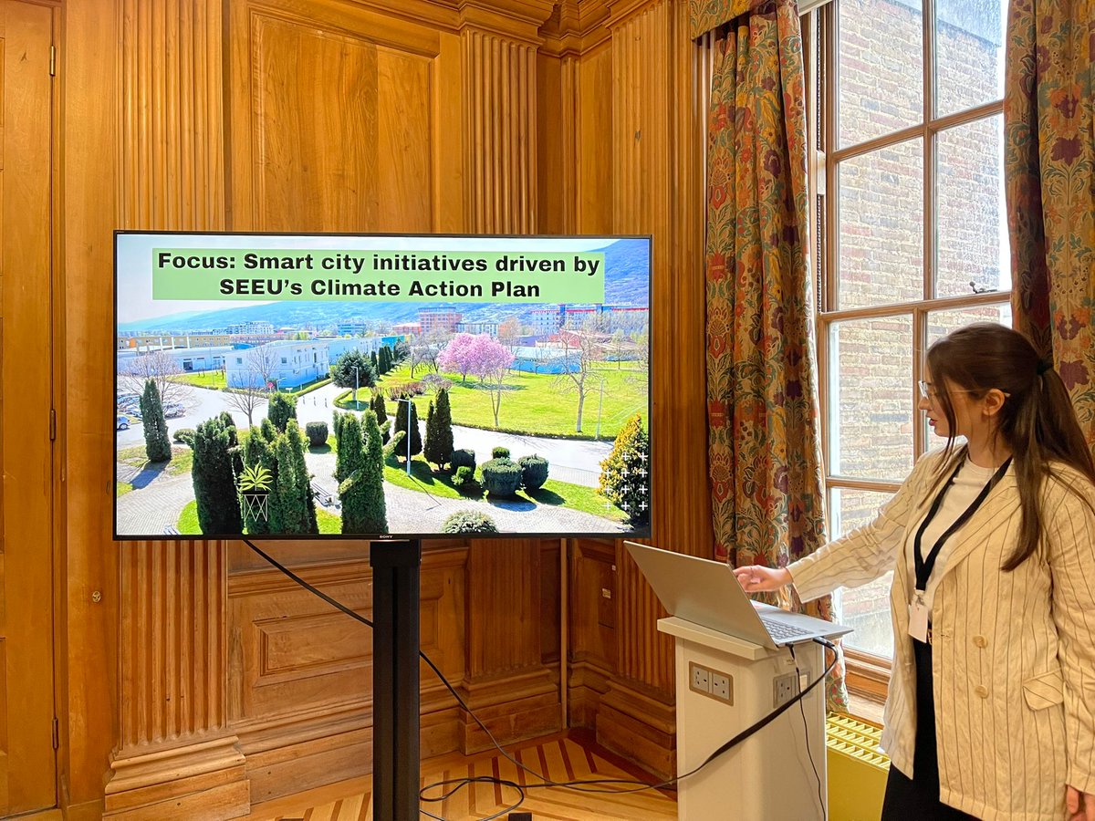 Today at #EURA2025 in Bristol 🇬🇧, presenting how SEEU's Climate Action Plan + Air Quality Project can scale citywide in Tetovo . Triple Helix model in action for smarter, cleaner cities. 🌍🏙️ #SmartCity #AirQuality #UrbanResilience