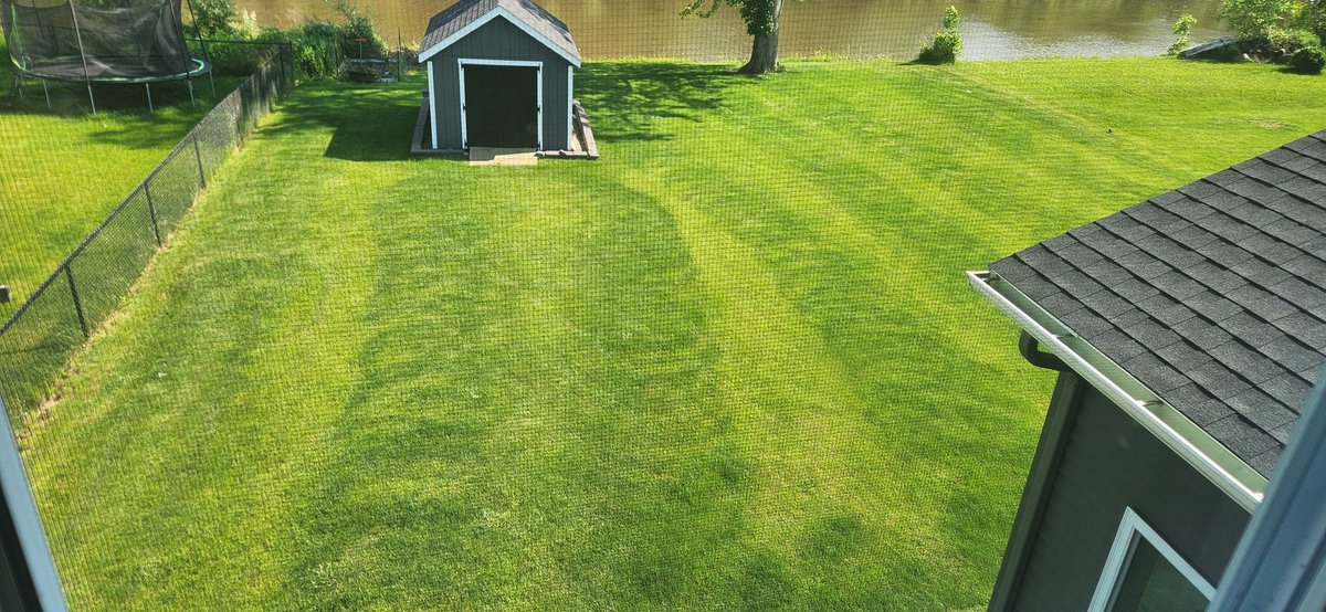 Osulaker's tweet photo. @TruGreen If you want to pay full price but only get 2/3 of your lawn treated, TruGreen is right for you. Been dealing with this for 4 weeks and can't even get a phone call. I was told I needed to mow more often, but the path they applied the fertilizer is obvious. https://t.co/Nn6wUOBDiu