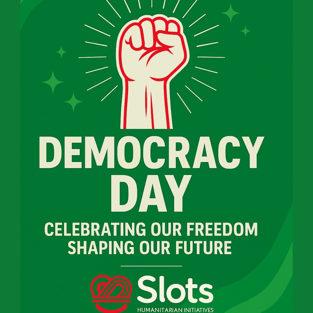 SlotsNg's tweet photo. Happy democracy day from us at slots Humanitarian Initiatves celebrating our freedom and building a future with a vibrant and positive Nigeria 🇳🇬🇳🇬🇳🇬
#NigeriaDemocracy 
#Nigeria 
#DemocracyDay2025 
#Slotshumanitarianinitiatives https://t.co/b1v71L34bo