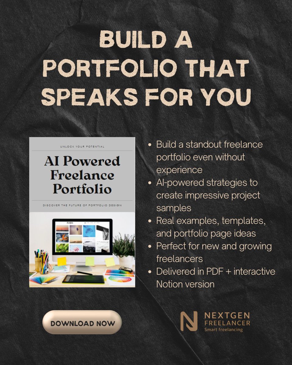 🚀 No experience? No problem.

AI Powered Freelance Portfolio helps you:

✅ Build samples fast
✅ Use AI to showcase skills
✅ Impress clients from day 1

Start smart 👉 umairjanjua.gumroad.com/l/ai-portfolio

#FreelancerTools #AIPortfolio #SmartWork #DigitalProduct #Gumroad