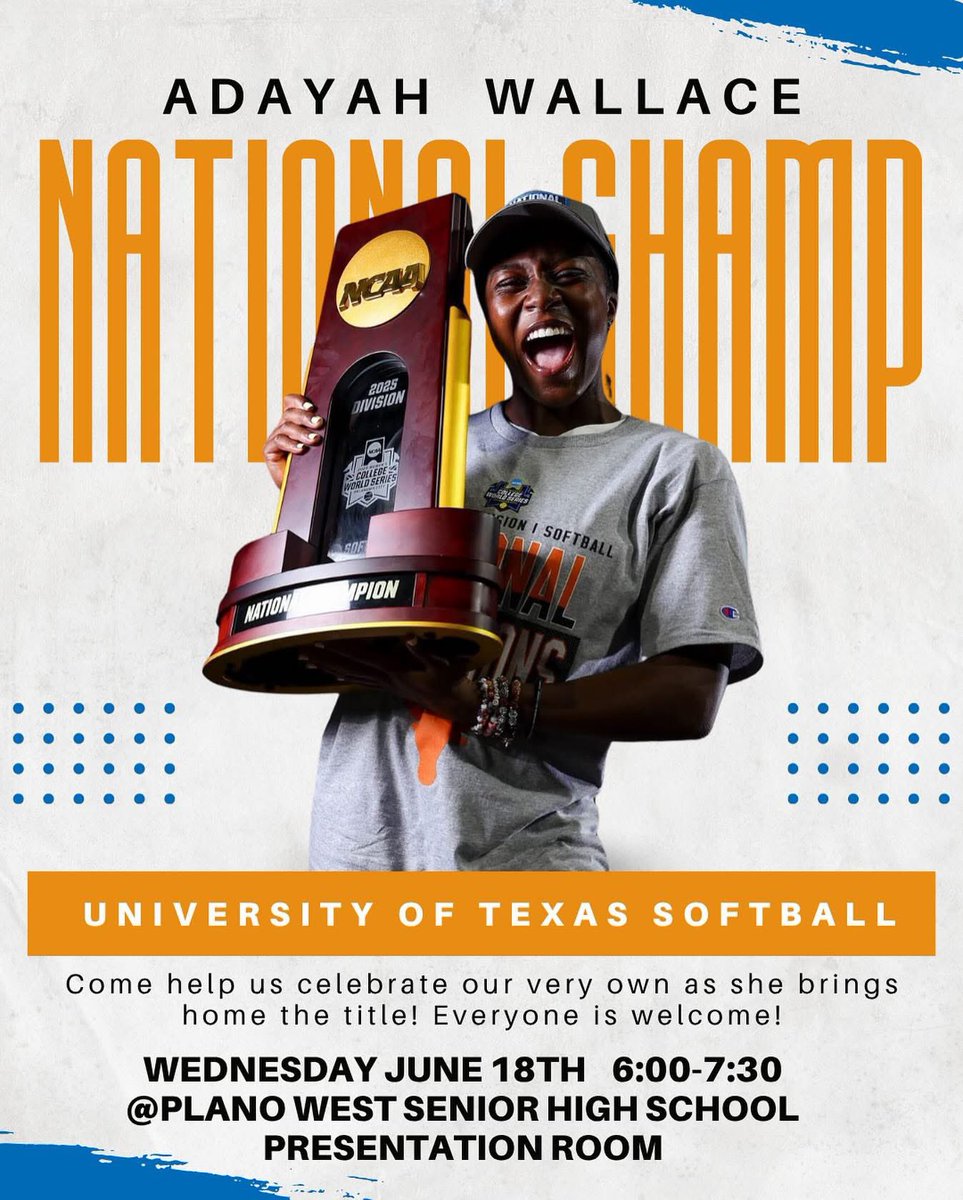 Plano West Softball (@pwsh_softball) on Twitter photo Celebrate our very own National Champion Adayah Wallace on Wednesday, June 18th <a href="/6pm/">Follow us @Shop6pm!</a> in the Plano West presentation room! Pictures, autographs, and lots of congratulationsβ¦all are welcome! @pwsh_wolves @pwshstuco @texassoftball @alexlee2916 <a href="/dallasnews/">Dallas Morning News</a> <a href="/starlocalmedia/">Star Local Media</a> Celebrate our very own National Champion Adayah Wallace on Wednesday, June 18th <a href="/6pm/">Follow us @Shop6pm!</a> in the Plano West presentation room! Pictures, autographs, and lots of congratulationsβ¦all are welcome! @pwsh_wolves @pwshstuco @texassoftball @alexlee2916 <a href="/dallasnews/">Dallas Morning News</a> <a href="/starlocalmedia/">Star Local Media</a>