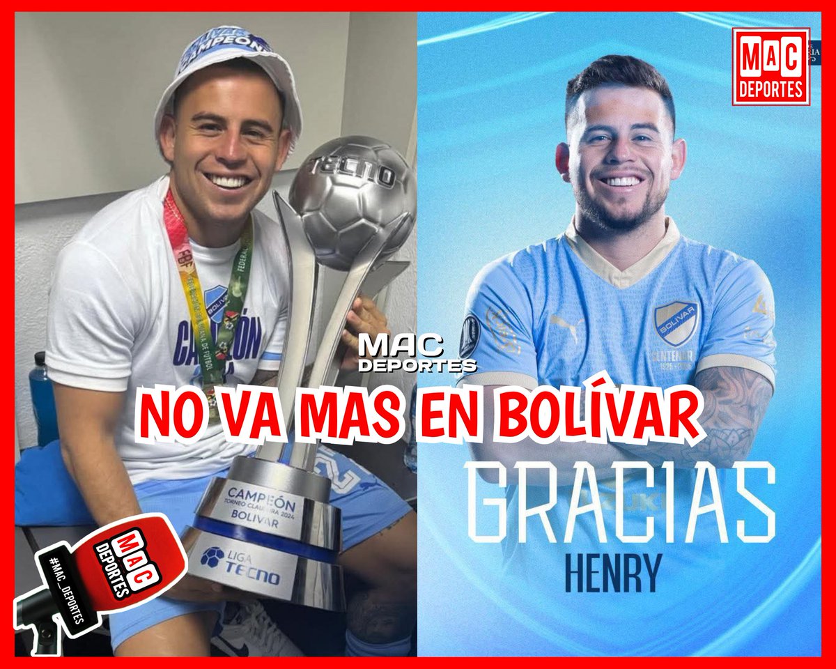 SoyMac_6's tweet photo. Henry Vaca no va más en Bolívar | 𝗠𝗮𝗰 𝗗𝗲𝗽𝗼𝗿𝘁𝗲𝘀
.
.
.
-𝗦𝗶́𝗴𝘂𝗲𝗻𝗼𝘀 𝗲𝗻 𝗶𝗻𝘀𝘁𝗮𝗴𝗿𝗮𝗺 ⬇️⬇️ 
https://t.co/3AQLobdqel
.
.
#Mac_Deportes #MACDeportesBo #Mac #MacProTv #MacViral #Mac_En_Vivo #bolivar https://t.co/pwVEHyGC2D