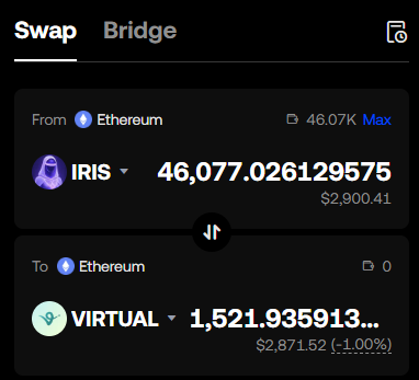 Update on my <a href="/virtuals_io/">Virtuals Protocol</a> position for $IRIS:

- Pledged 150k Virgen points
- Committed 5 $VIRTUAL ($10)
- Received 46,077 $IRIS ($2,900)

Currently sitting at a 290x, but we ain't selling until we enter the banana zone! Big money likely incoming. 🍌🍌🍌