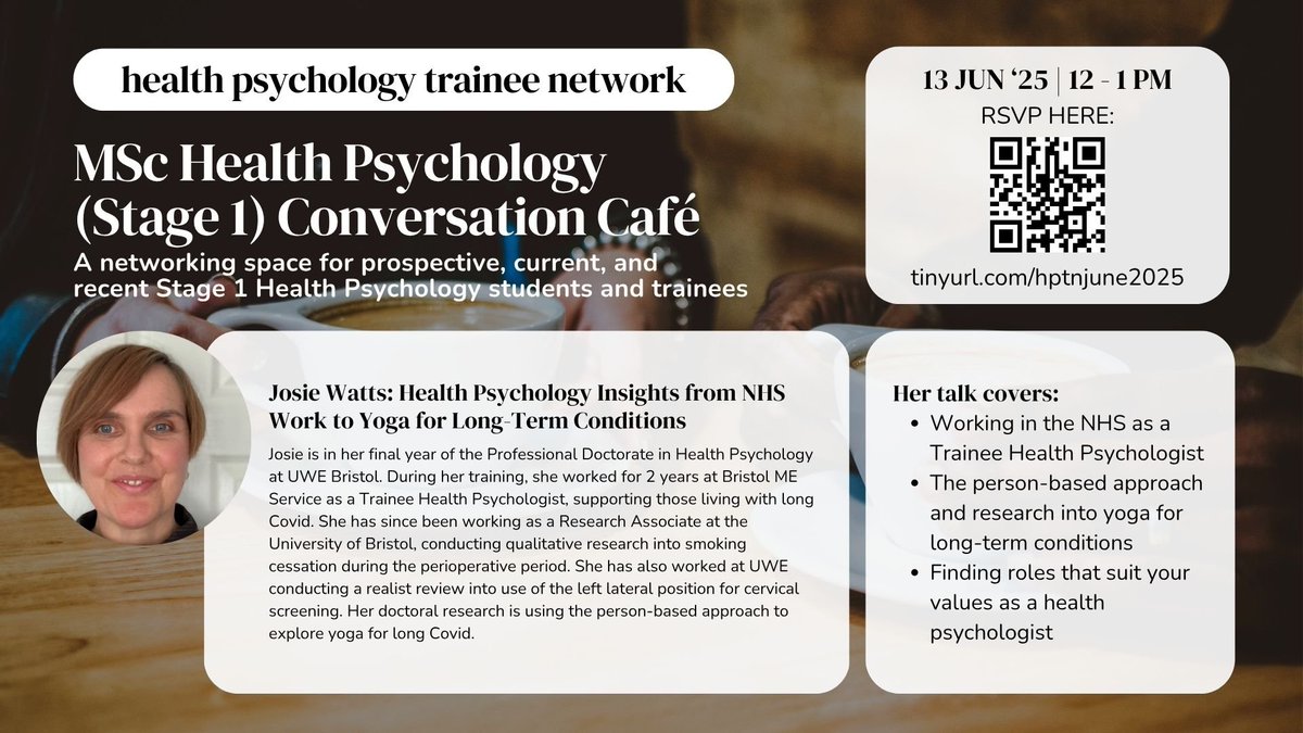 🌞 One more sleep to go! Join us tomorrow at 12PM BST for a heartwarming #ConversationCafe with Josie Watts. She’ll be sharing her journey through NHS work, yoga research for long Covid, and how to find roles that truly light you up! 📷 RSVP here: tinyurl.com/hptnjune2025