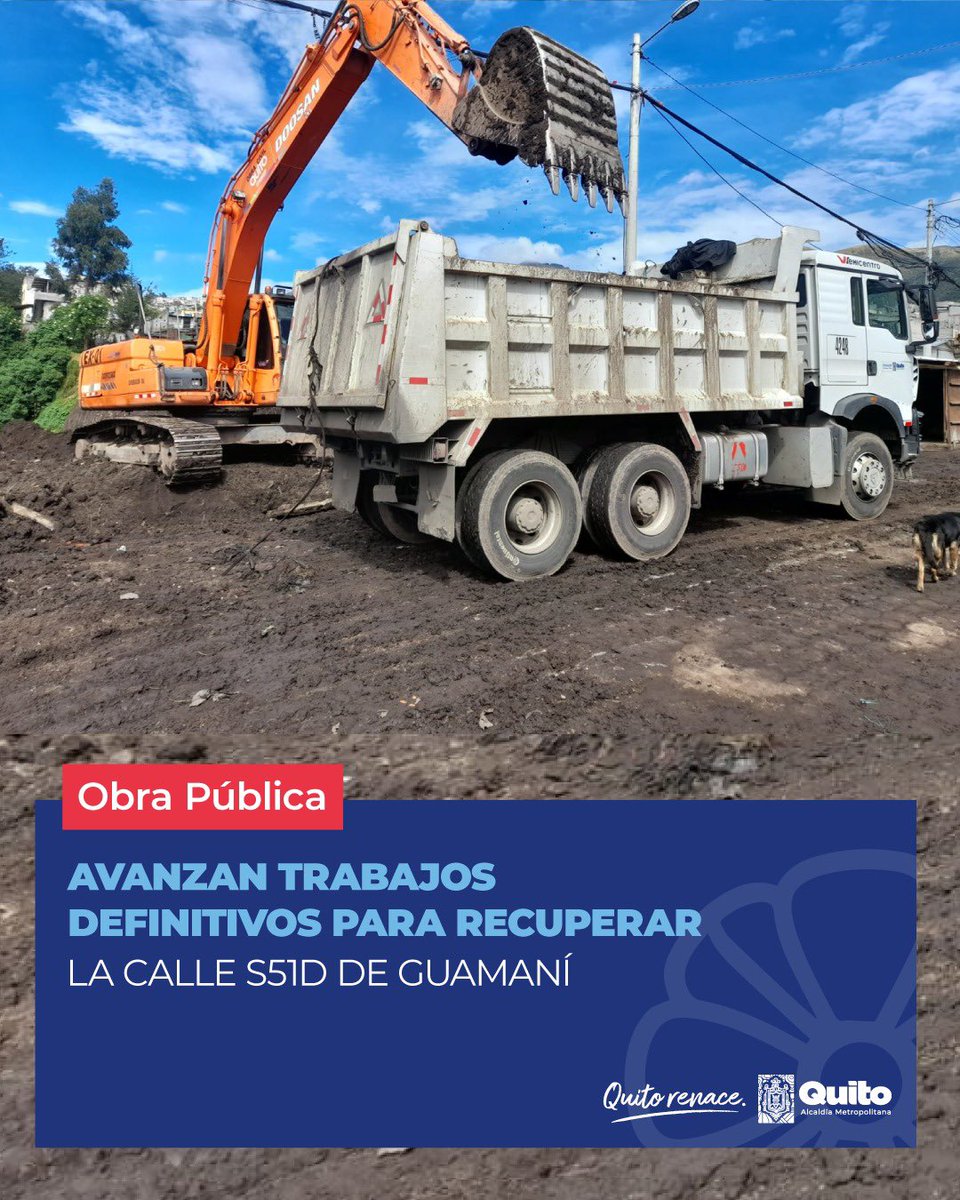 ObrasQuito's tweet photo. 🚜#RehabilitaciónVial | Avanzamos con la intervención de la calle #S51D de #Guamaní.
Trabajamos en:
✔️Construcción de un colector de aguas lluvias
✔️Instalación de muros de gaviones (estructuras que sostienen taludes)
✔️Adoquinado
✔️Aceras
✔️Bordillos
✔️Señalización vial y más.
Detalles aquí 👉 https://t.co/5pCajZTl6U
#QuitoRenace