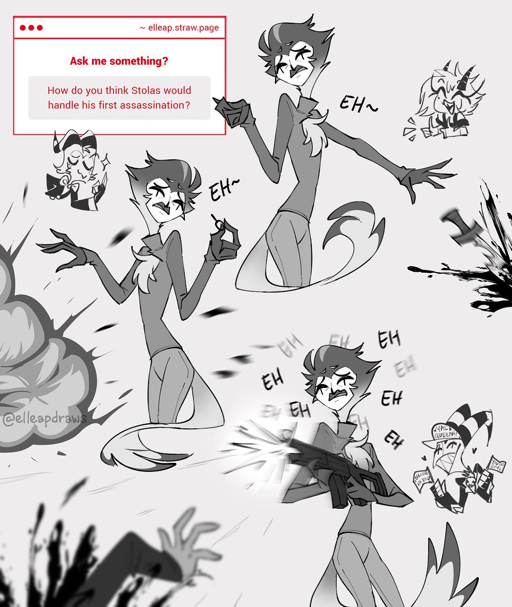 elleapdraws's tweet image. &quot;How do you think Stolas would handle his first assassination?&quot;
He would. He has great mentors. Eh~
#helluvaboss
