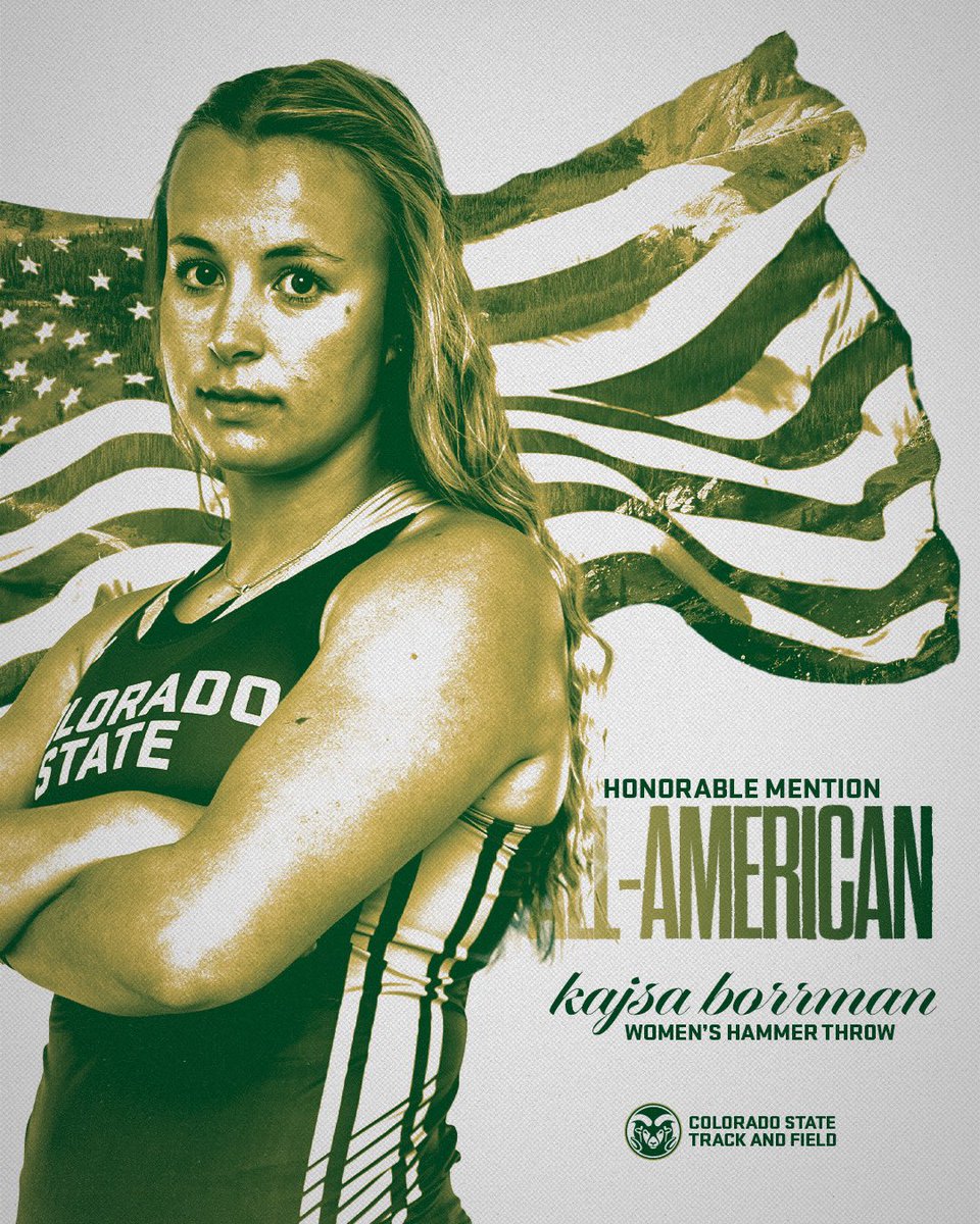 CSUTrackFieldXC's tweet photo. 𝗚𝗿𝗮𝘁𝘁𝗶𝘀 𝗞𝗮𝗷𝘀𝗮!

Borrman earned honorable mention 𝐀𝐥𝐥-𝐀𝐦𝐞𝐫𝐢𝐜𝐚 in women’s hammer throw with a mark of 63.19m! 

#Relentless x #CSURams https://t.co/swtT4yLpmD