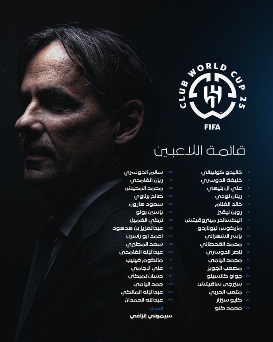 🇸🇦🔵

رسمياً:

قائمة نادي الهلال السعودي في كأس العالم للأندية 2026🔥