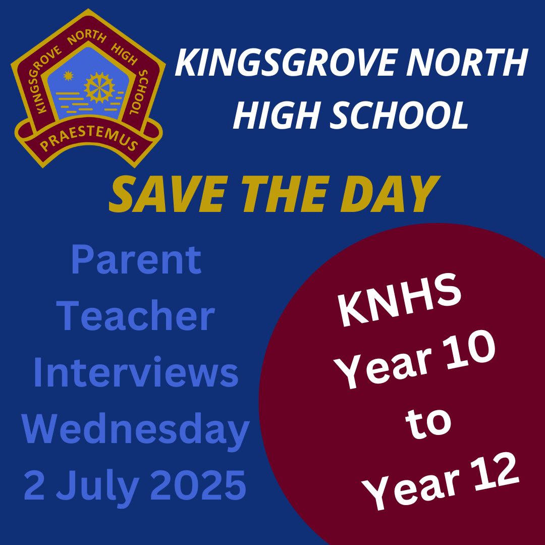 Parent/Teacher Academic Interviews – Years 10 to 12
Year 10–12 Parent/Teacher Interviews will be held in the Hall on Wed 2 July 2025. Book via Sentral from Mon 16 June (9am) to Thurs 26 June (3pm).