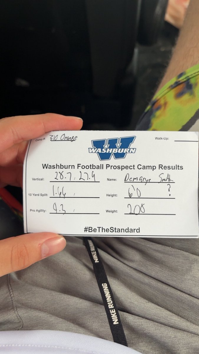 Demarye Smith (@demaryesmith) on Twitter photo Had an exciting camp at Washburn!! Here are my testing results! Back to work <a href="/CoachSharpWU/">Coach Ross Sharp</a> <a href="/cargile_wade/">CoolDaddyO</a> <a href="/CoachJulianM/">Julian Mendez</a> <a href="/PrepRedzoneKS/">Prep Redzone Kansas</a> <a href="/Zach_Watkins/">Zach Watkins</a> <a href="/sportsinkansas/">Sports in Kansas</a> Had an exciting camp at Washburn!! Here are my testing results! Back to work <a href="/CoachSharpWU/">Coach Ross Sharp</a> <a href="/cargile_wade/">CoolDaddyO</a> <a href="/CoachJulianM/">Julian Mendez</a> <a href="/PrepRedzoneKS/">Prep Redzone Kansas</a> <a href="/Zach_Watkins/">Zach Watkins</a> <a href="/sportsinkansas/">Sports in Kansas</a>