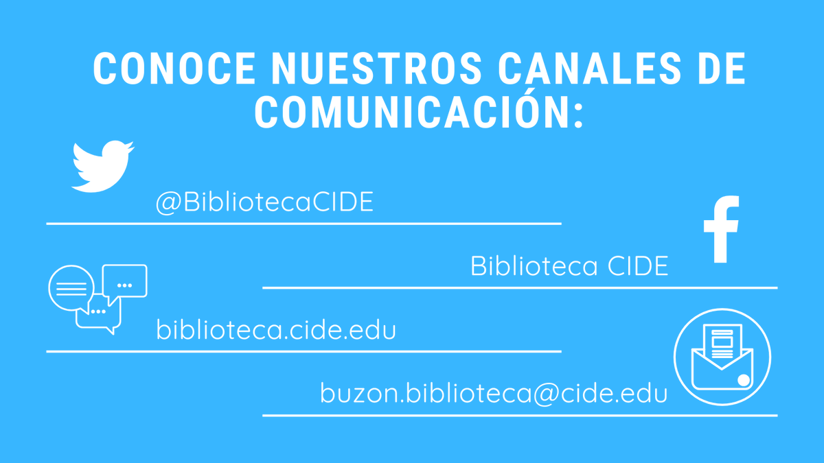 BibliotecaCIDE's tweet image. 📚 Estar lejos de la #BibliotecaCIDE no es una limitante para seguir usando nuestros servicios.
Te compartimos nuestros canales de contacto para que sigas recibiendo apoyo, estés donde estés.
