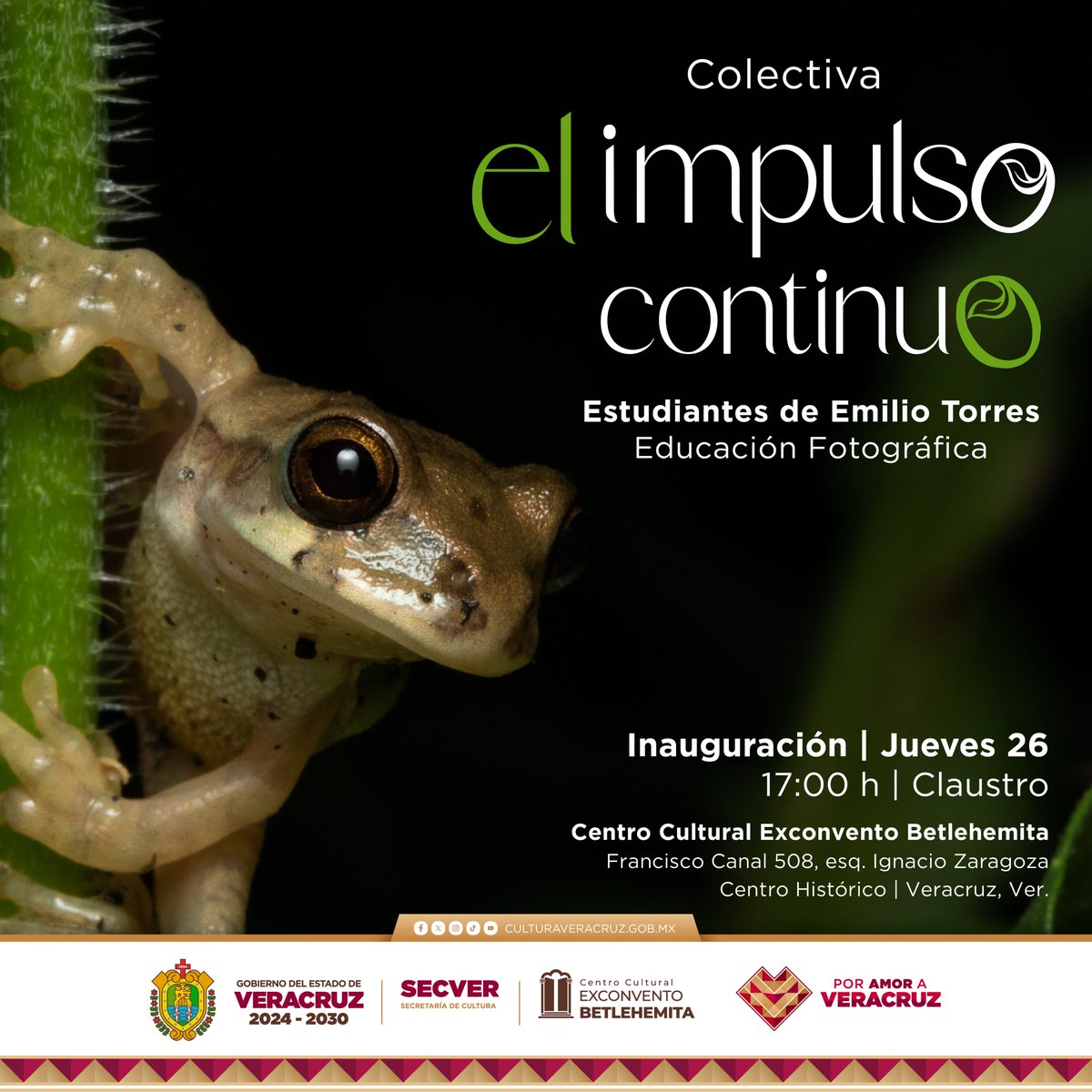 Te invitamos a  la inauguración de la colectiva 📷𝗲𝗹 𝗶𝗺𝗽𝘂𝗹𝘀𝗼 𝗰𝗼𝗻𝘁𝗶𝗻𝘂𝗼, resultado de ocho años de trabajo de los talleres que imparte el artista visual Emilio Torres, cuya propuesta se relaciona con el cuerpo, el espacio y sus transformaciones.
🔴Jueves 26 | 17 h.