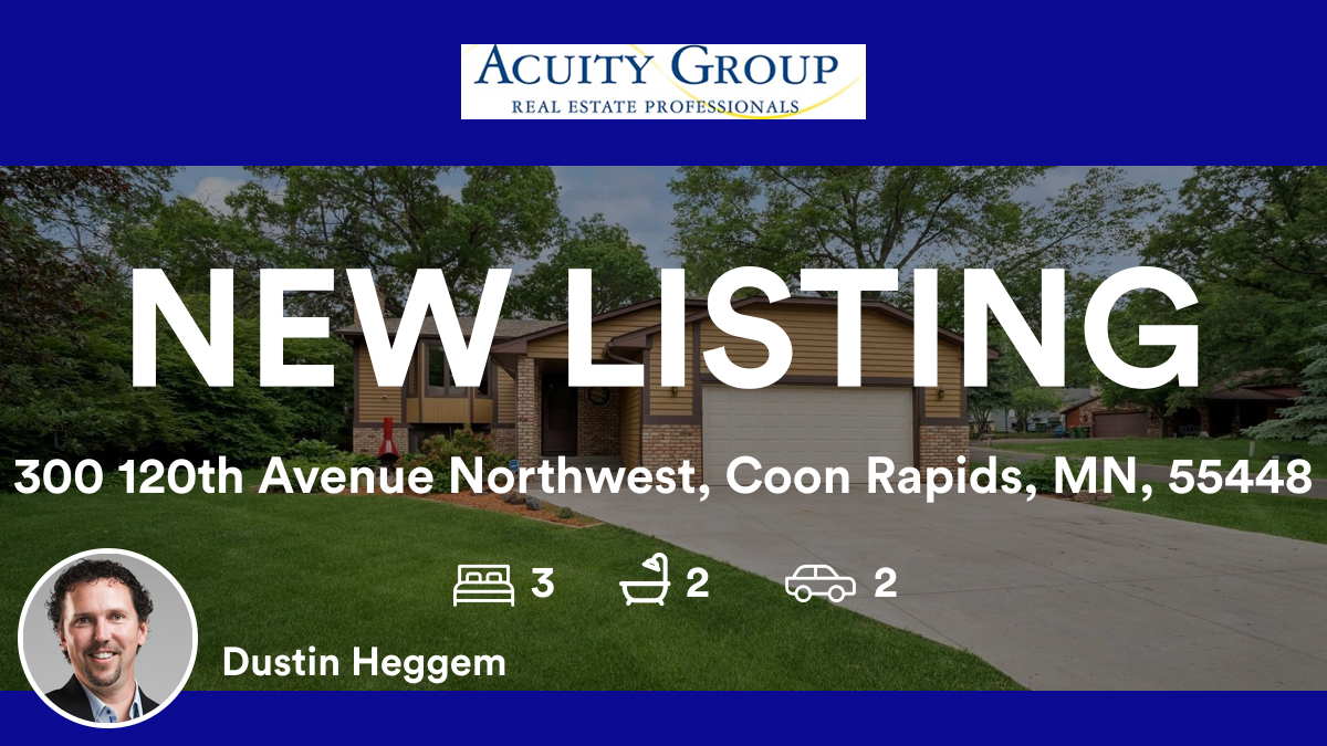 🛌 3 🛀 2 🚘 2
📍 300 120th Avenue Northwest, Coon Rapids, MN, 55448

My latest listing on RateMyAgent.
Real Estate Broker 40218960
rma.reviews/7uqc941rq0b6

...
#ratemyagent #realestate #Acuity_Group