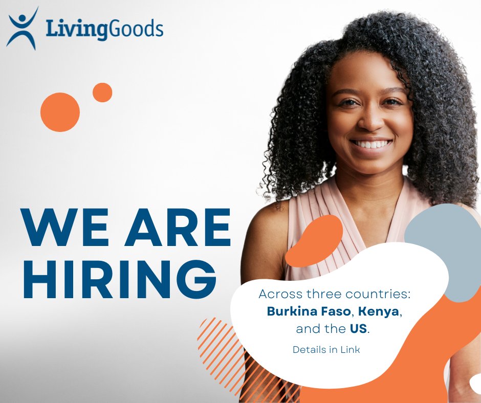 Living Goods (@living_goods) on Twitter photo ๐ข Living Goods is hiring!
Open roles in ๐ง๐ซ Burkina Faso | ๐ฐ๐ช Kenya | ๐บ๐ธ USA
๐ผ From data engineering to advocacy to community health, join us in transforming primary healthcare.
๐ Apply now: livinggoods.applytojob.com/apply/
#Jobs #Hiring #CommunityHealth #NGOCareers #LivingGoods ๐ข Living Goods is hiring!
Open roles in ๐ง๐ซ Burkina Faso | ๐ฐ๐ช Kenya | ๐บ๐ธ USA
๐ผ From data engineering to advocacy to community health, join us in transforming primary healthcare.
๐ Apply now: livinggoods.applytojob.com/apply/
#Jobs #Hiring #CommunityHealth #NGOCareers #LivingGoods