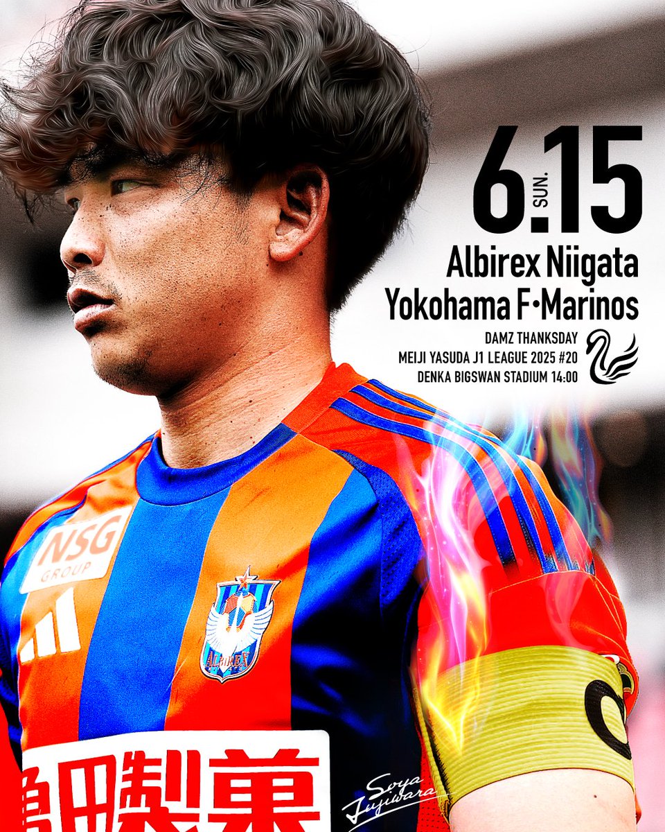 albirex_pr's tweet photo. 🗓️6/15[日]🕑14:00⚽️K.O.
#DAMZ サンクスデー
🆚横浜F・マリノス

🦢ホームゲームの詳細は🔍
💁https://t.co/ivR1eeF38H

#アルビレックス新潟
#albirex https://t.co/dFzIs9dKQL