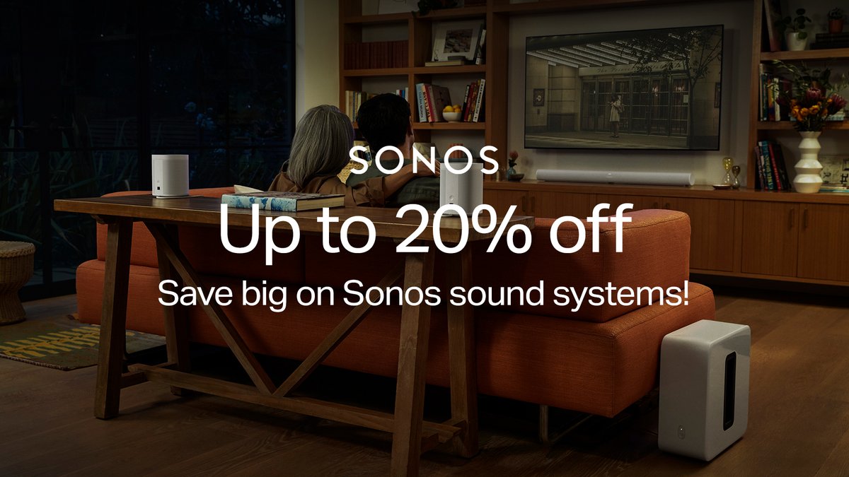VideoproAU's tweet image. Save up to 20% off Sonos sound systems! T&amp;amp;Cs apply. Ends 03.07.25.

Shop: bit.ly/40nrFOO
Stores: bit.ly/3Yg0HHi

#sonos #homeaudio #wirelessaudio #speakers
