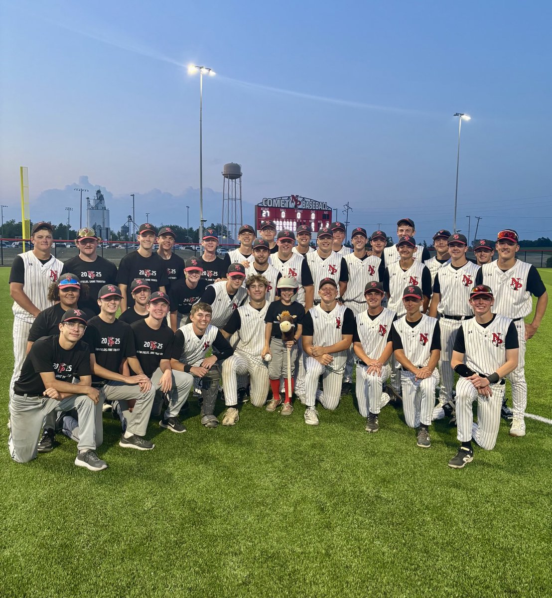 A pretty special night with the grand opening of the new field as the Comets beat ADM 7-0. ⁦<a href="/Drew_Owen25/">Drew Owen</a>⁩ gives up 1 hit over 6innings on the hill and hits a 3-run triple to lead the Comets.  James Ten Napel our honorary bat boy was also with us tonight. Thanks James!