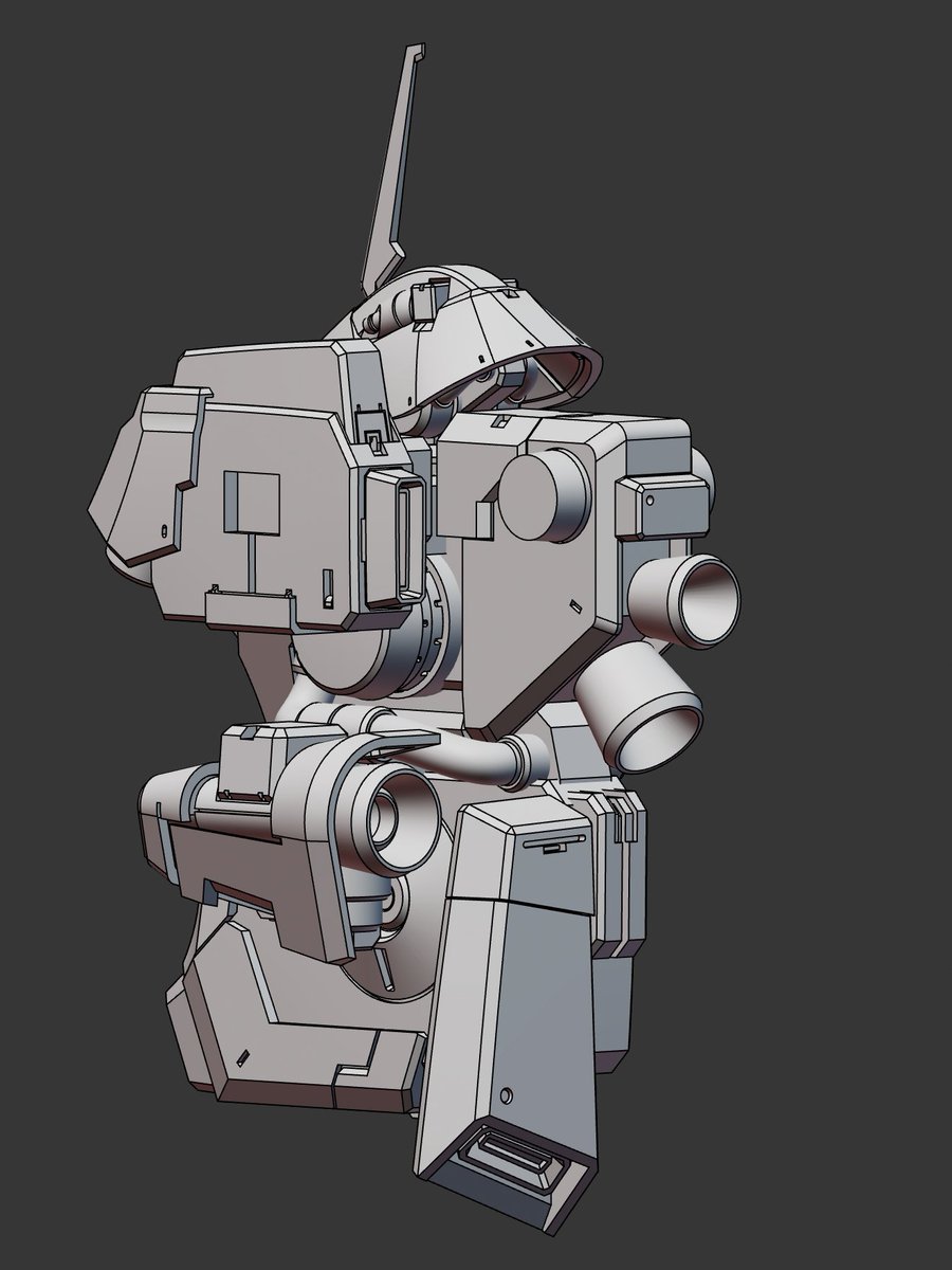 Plasticityでつくるリーベンヴォルフ進捗。展示会でヤル気をもらいボディと頭部の分割とディテール追加作業進行中。だいぶ現実的な形になってきた👍