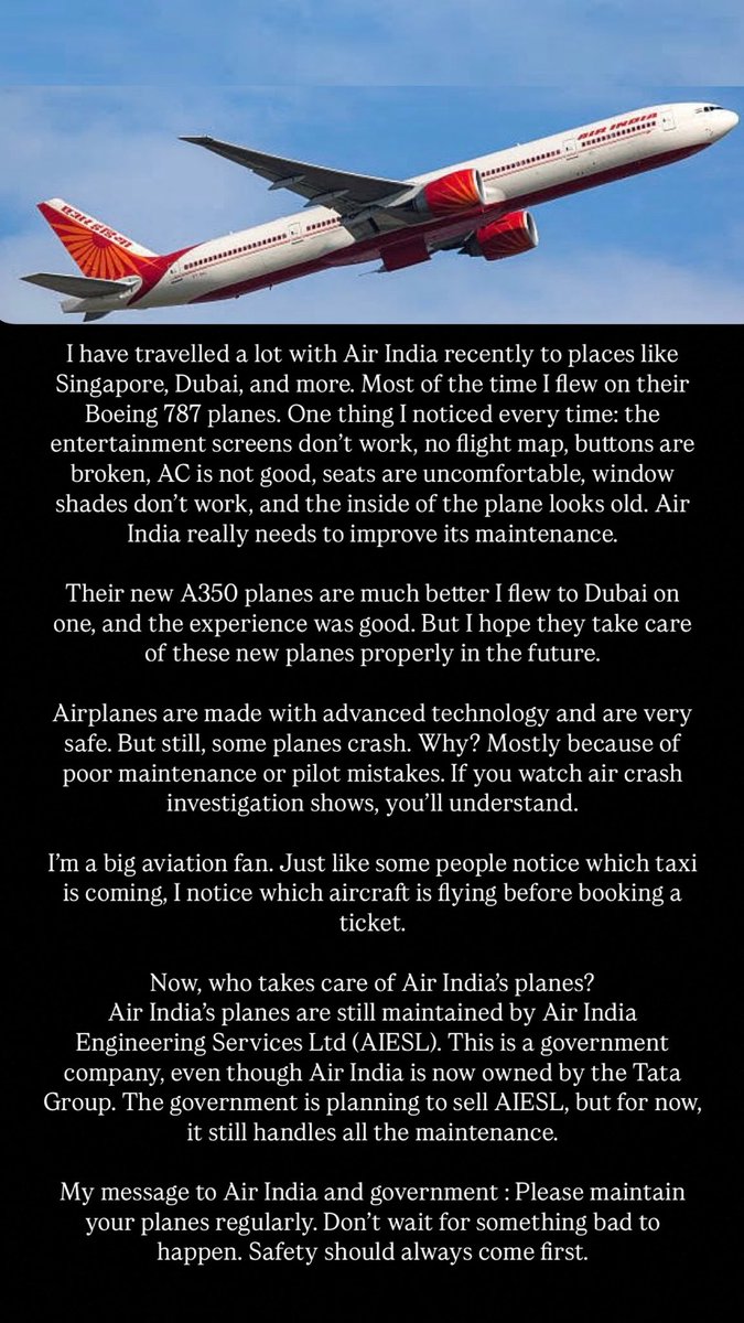 Why Air India Must Focus on Plane Maintenance.. #AirIndia #AI171 #planecrash #Ahmedabad #AirIndiaCrash #boeing787
