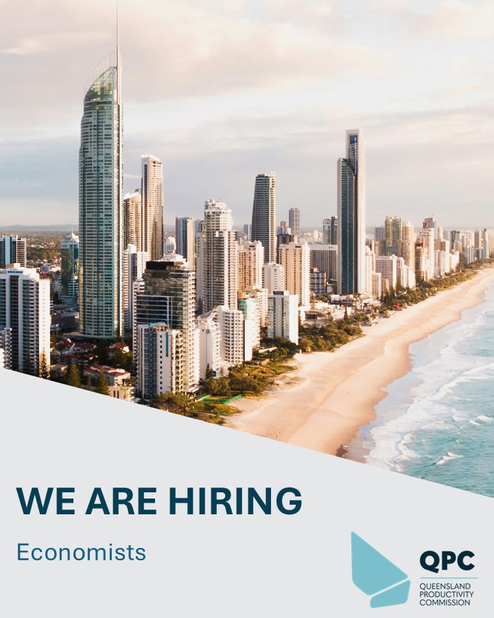 qpcqld's tweet photo. WE ARE HIRING

The QPC is seeking economists to join our team and work on policy issues that matter. Find out more and apply: https://t.co/xStQbRh2Bh https://t.co/99IB6BElNC