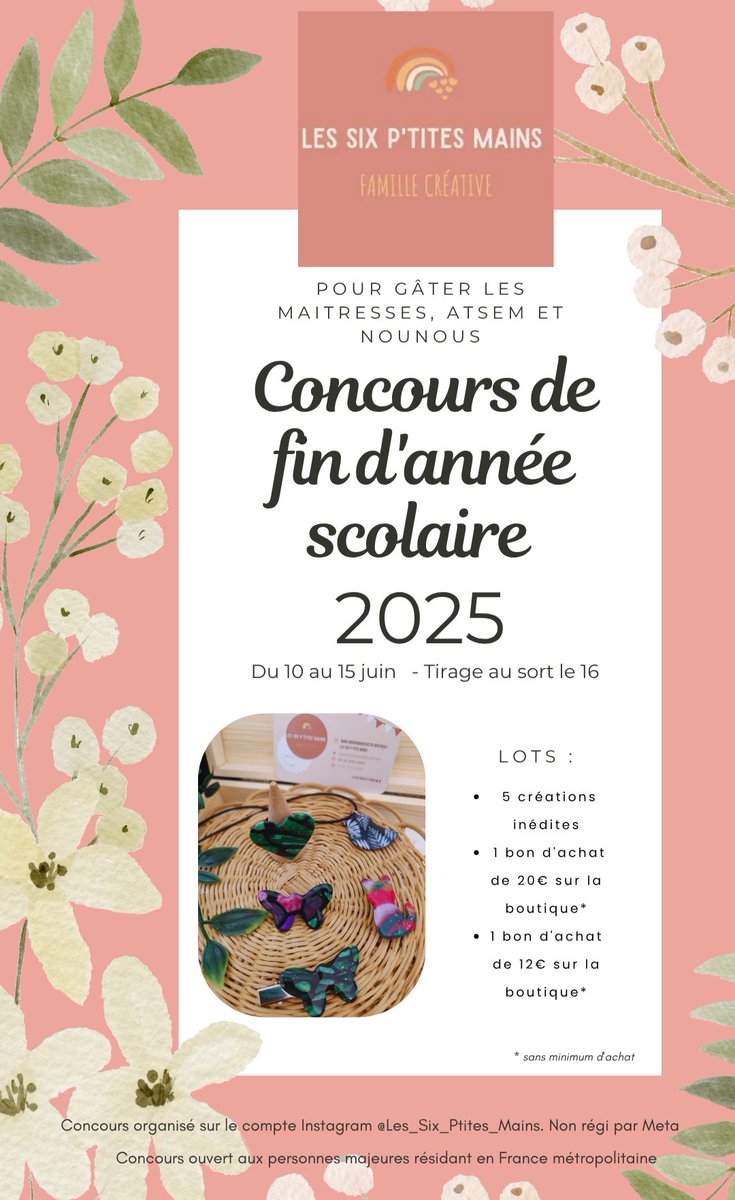 Vous ne savez pas quoi offrir en cette fin d'année scolaire ? 🎁 Tentez de gagner le cadeau idéal, made in 🇫🇷, pour la maîtresse, la nounou, l'atsem ou l'avs de votre enfant !

🍀 Participez à notre #concours ici :  instagram.com/p/DKtulwysfDn/…

#Ecole #Jeuconcours #Professeur