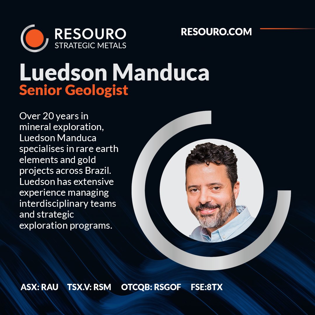 Meet Luedson Manduca, our Senior Geologist. With over 20 years of mineral exploration experience, he brings deep expertise in leading interdisciplinary teams, and advancing projects from discovery through to resource definition.

👉resouro.com/about-us/#mana…