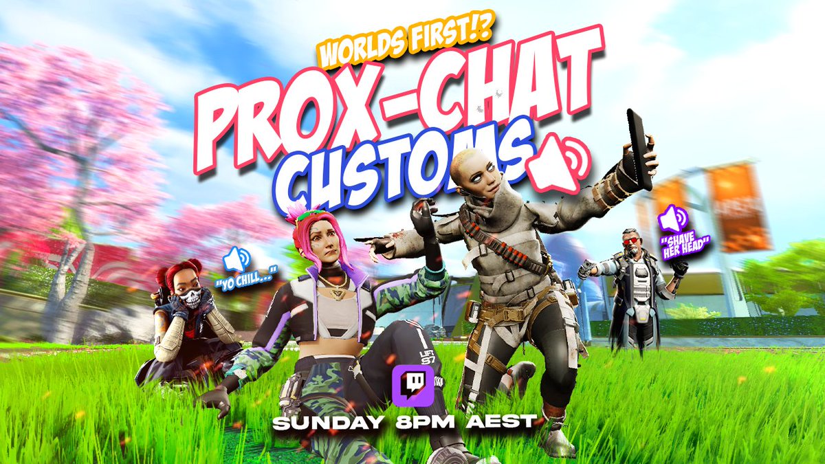CALLING ALL APEX PLAYERS! 🔥

Worlds-first public Proximity Chat customs is THIS SUNDAY! 🗣️

Join myself &amp; <a href="/nortotaC/">Catotron</a> as he debuts something Apex just did not need... 😅

➡️ Jump in my Discord to secure a spot!
⏲️ Sunday 8PM AEST!
🎮 ALL platforms (have a mic!)

SEE YOU ALL THEN!