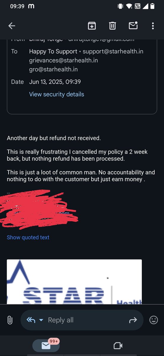 DhirajTonge's tweet photo. Even after cancelling policy I have not received a refund after 11-12 days.
@star_orm hopeless people @StarHealthIns worst insurance company 
@jagograhakjago please look into this. https://t.co/bsWgT95gHo