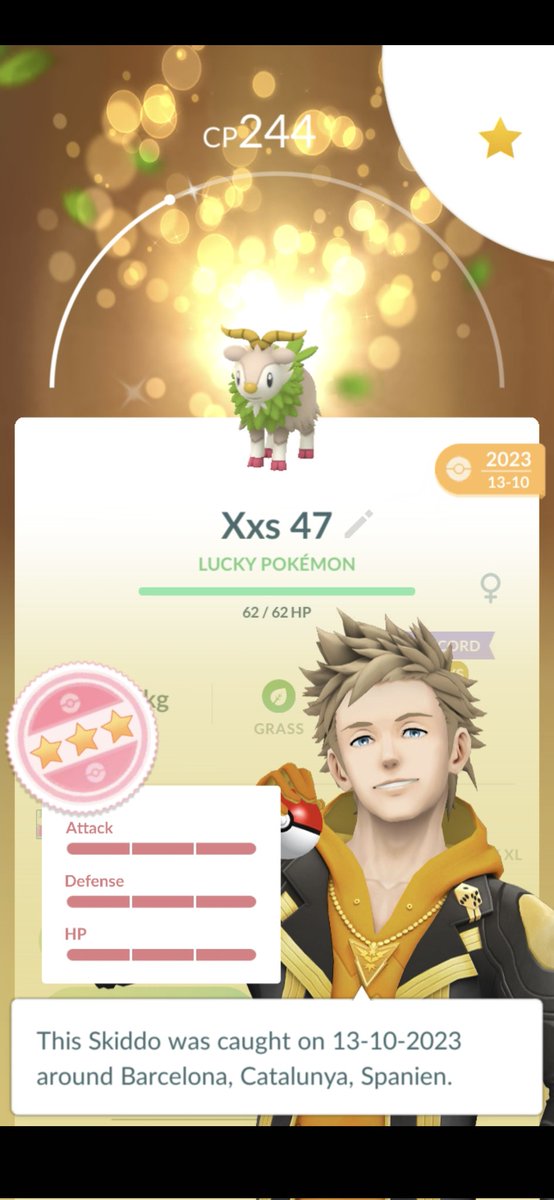 My lucky trade luck in Paris is insane! 😍😍😍 i have loved Skiddo since i first played the x&amp;y games, so i was super hyped about them spawning for go fest 🥹 Xxs shundo Skiddo, I love her! ❤️❤️🇨🇵 #PokemonGOFest2025 #PokemonGO #shundo