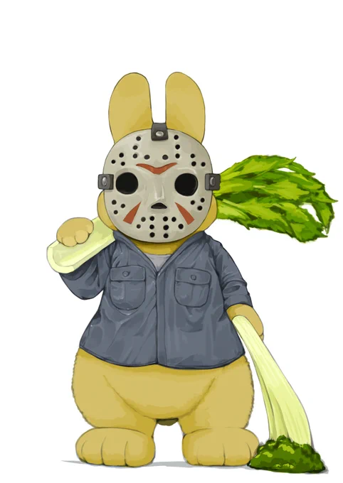 小さなジェイソンがセロリを担いでやってくる