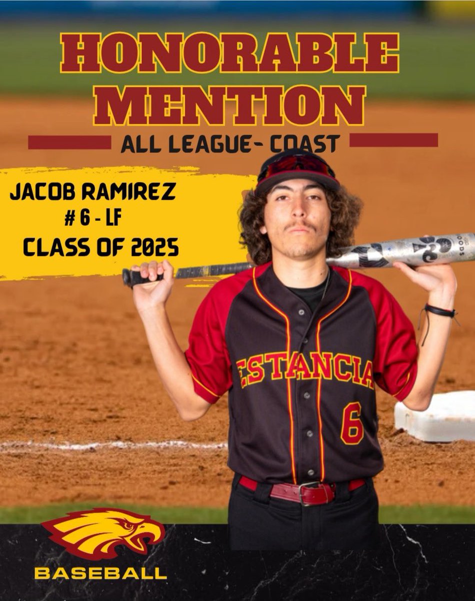 Congratulations to Jacob Ramirez - Class of 2025 on his Honorable Mention All Coast League Selection:

League: .289 BAVG, 4 R, 5 RBI, 2 2B, SB