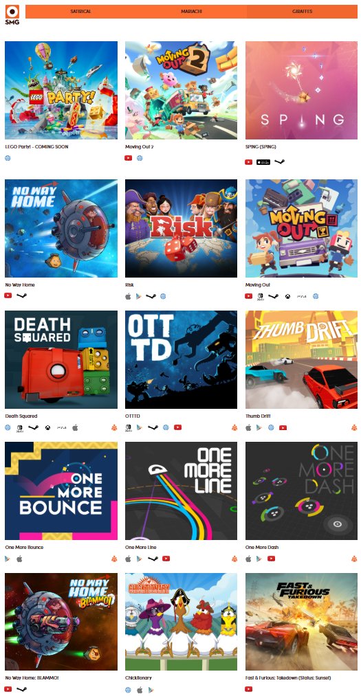 Updated SMG's website with LEGO Party! and now we have a nice balanced game grid!