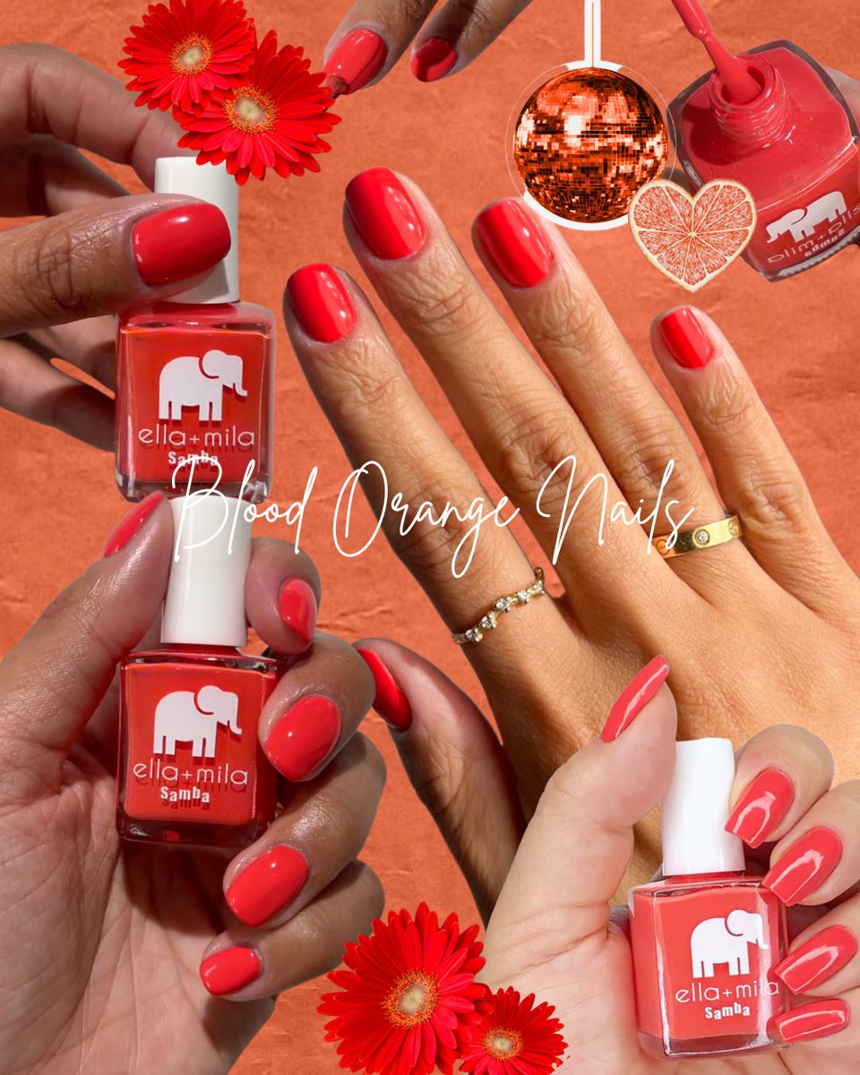 Trending nails ❤️‍🔥 Get the look with our polish One in a Melon #ellamila #redorangenails #summernails #nailpolish