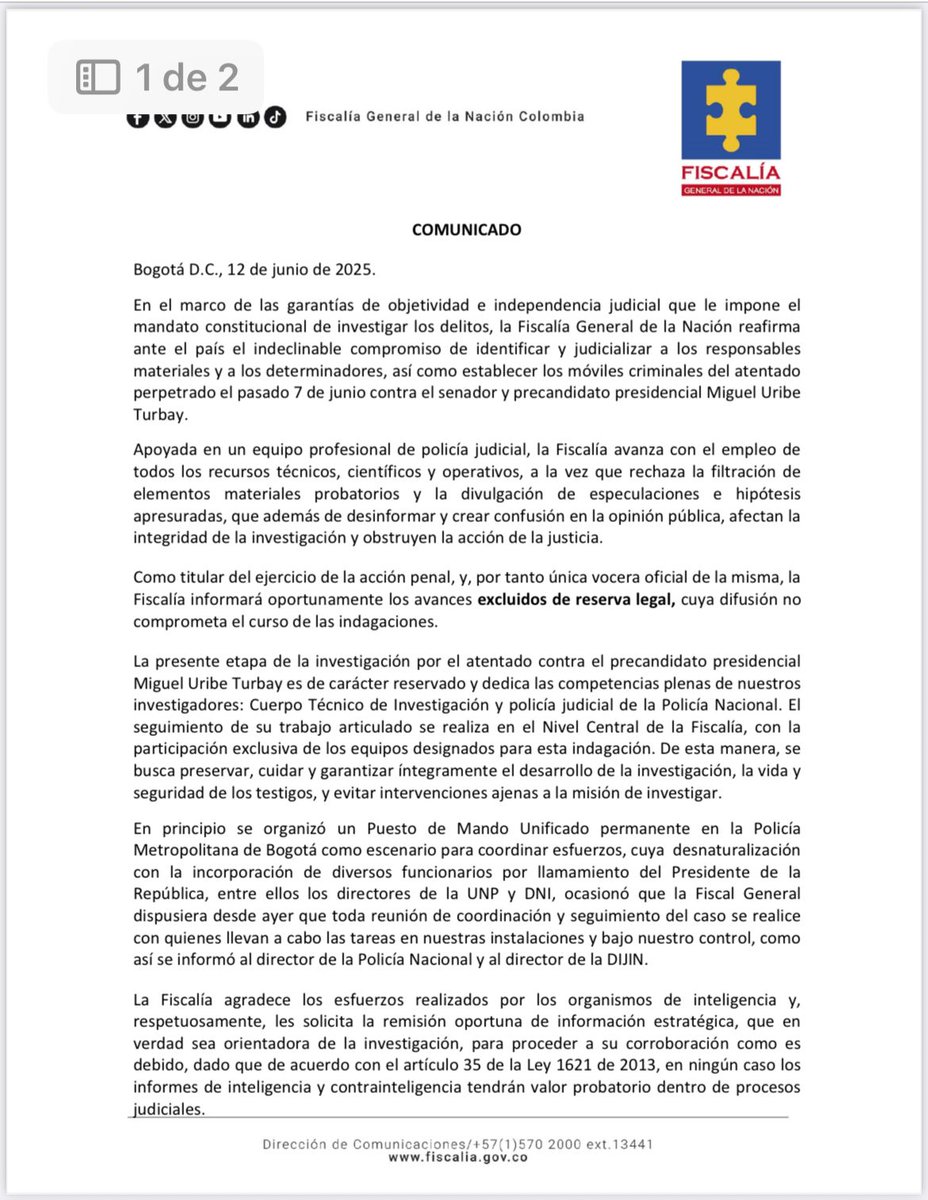 🇨🇴🚨🚨🚨🚨 URGENTE:

Luz Adriana Camargo rechaza la ayuda de los 🇺🇸 estados unidos para investigar sobre el SICARIATO de MIGUEL URIBE 

La fiscal dice que todo va avanzando muy rápido y no es necesario.

Que opina ❓