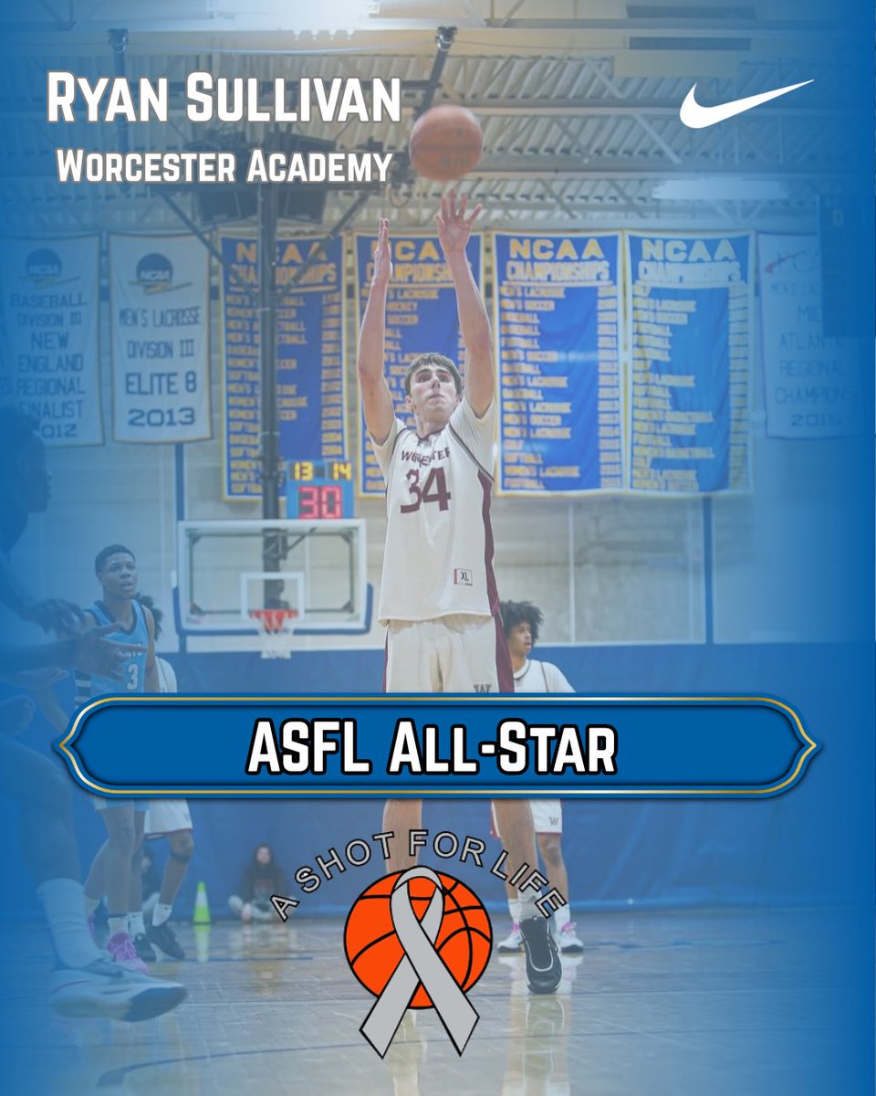 Congratulations and welcome to the #ASFLFamily, Worcester Academy’s Ryan Sullivan! Ryan will compete in the 13th annual Massachusetts A Shot For Life Challenge and the fourth ASFL Basketball All-Star Game! He will also fundraise for cancer research! #ASFL
